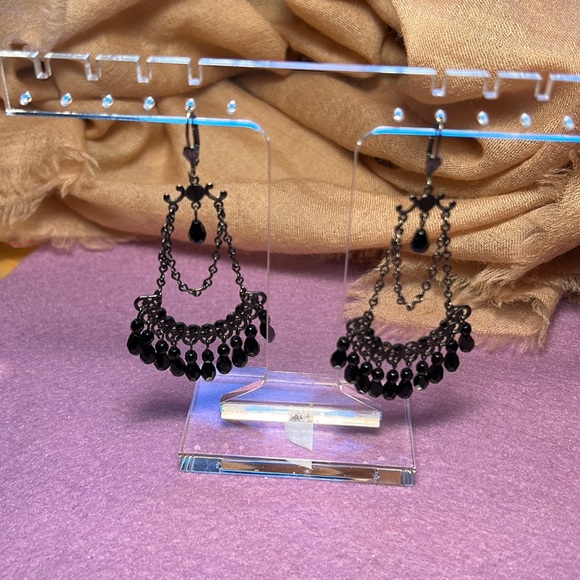 Black costume chandelier earrings